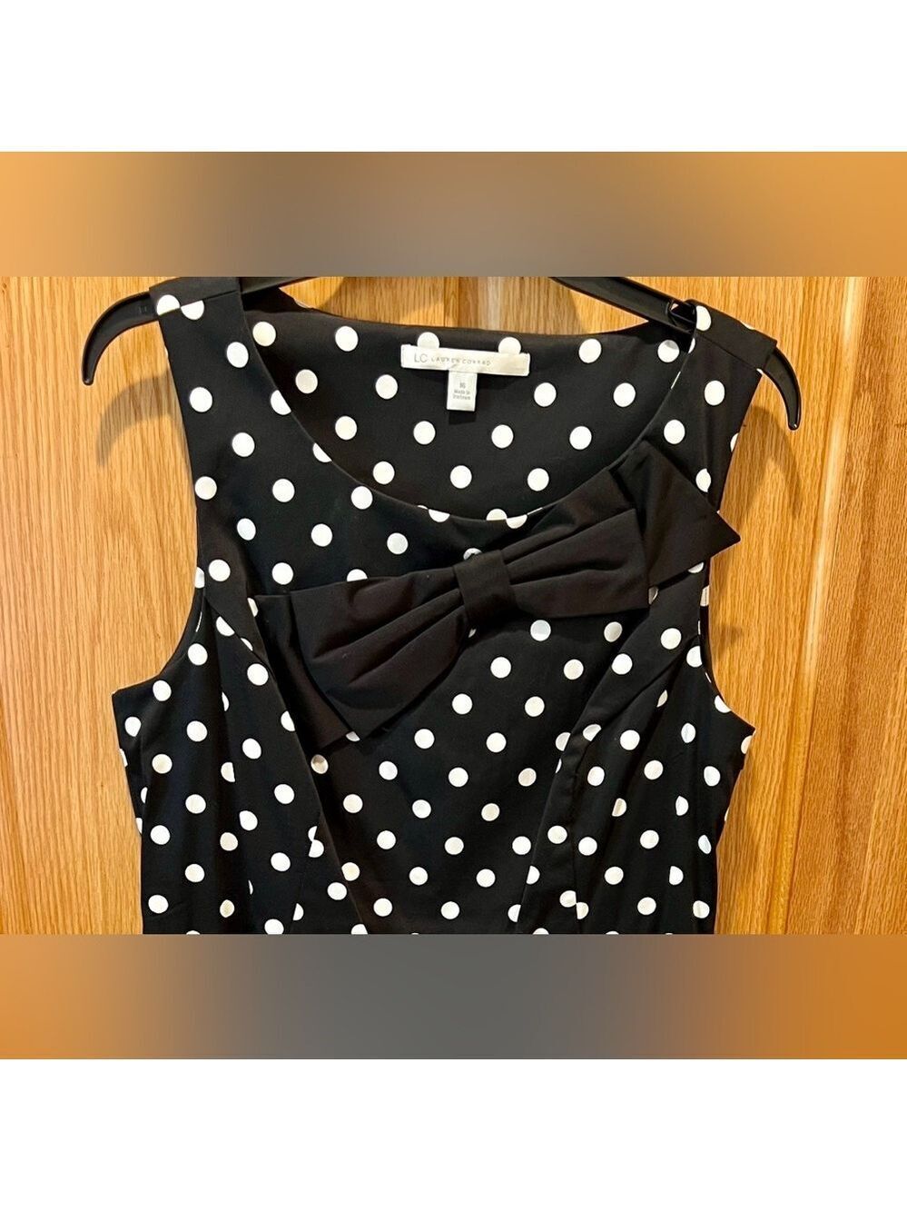 Lauren Conrad Dress Women's Size 10 Black White Dot Bow Detail - Picture 3 of 6